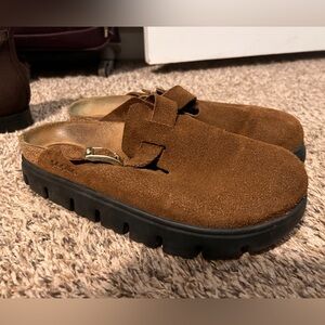 Birkenstock Papadillo Boston Chunky Platform Clogs - Dark Tea/Brown size 9-9.5